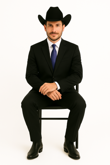 Authentic Braveman Men's Two Buttons Regular Fit Black Solid Suit With Flat Front Pants