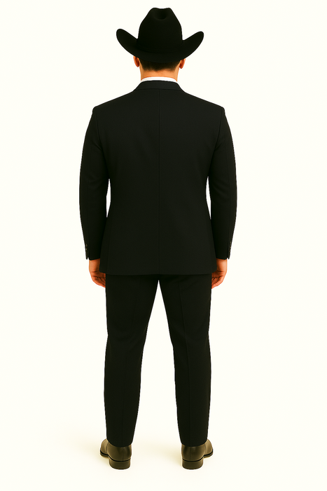 Authentic Braveman Men's Two Buttons Solid Black Suit Regular Fit