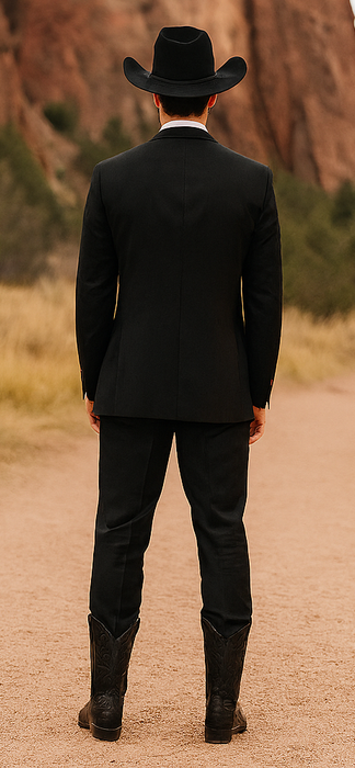Authentic Braveman Men's Two Buttons Solid Black Suits Regular Fit