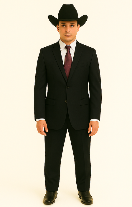 Authentic Braveman Men's Two Buttons Solid Black Suit Regular Fit