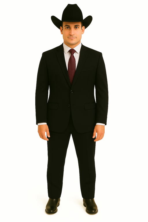 Authentic Braveman Men's Two Buttons Solid Black Suit Regular Fit