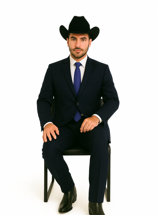 Authentic Men's Regular Fit Two Buttons Solid Dark Navy Blue Suit For Men With Flat Front Pants