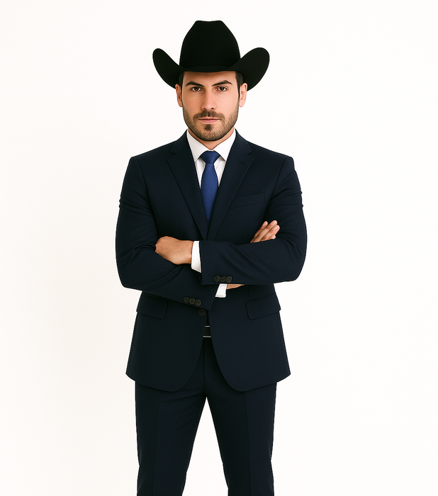 Authentic Men's Regular Fit Two Buttons Solid Dark Navy Blue Suit For Men With Flat Front Pants