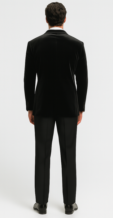 Big and Tall Velvet Blazer in Color Black  - Sportcoat  Rhinestone-Embedded  Stacy Adams $179