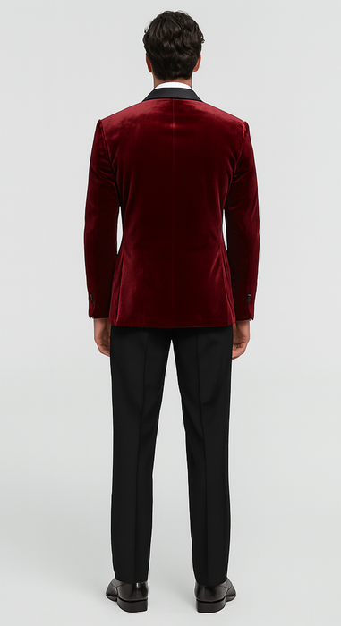 Big and Tall Velvet Blazer in Color Red  - Sportcoat  Rhinestone-Embedded  Stacy Adams $179