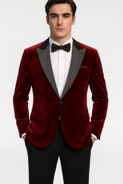 Big and Tall Velvet Blazer in Color Red  - Sportcoat  Rhinestone-Embedded  Stacy Adams $179