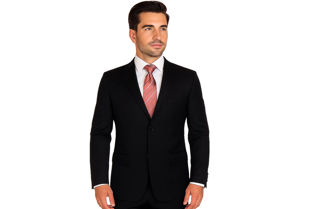Fine Men's Dress Formal Jet Black Super Cheap Priced Business Suits Clearance Sale year round