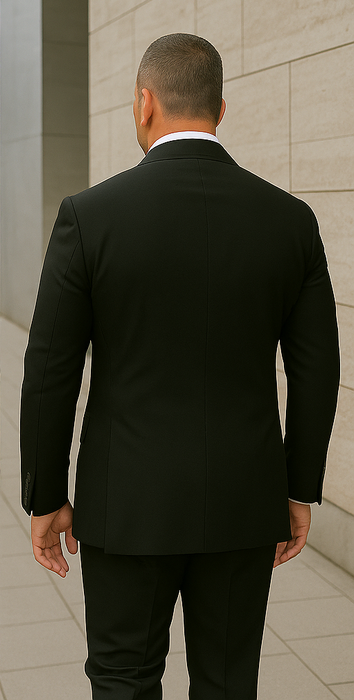 Wool Suit - Italian Made Business Suit by Statement Men's 2 Piece 100% Wool Double Breasted Suit - Micro Windowpane