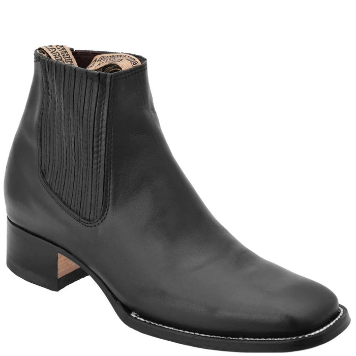 Mens Black Square Toe Ankle Boots