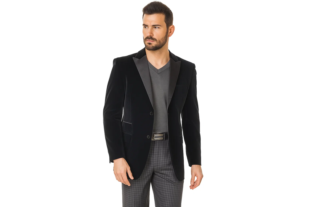 Black Men's Big And Tall Blazers Velvet Clearance Cheap Priced Blazer / Sport Coat