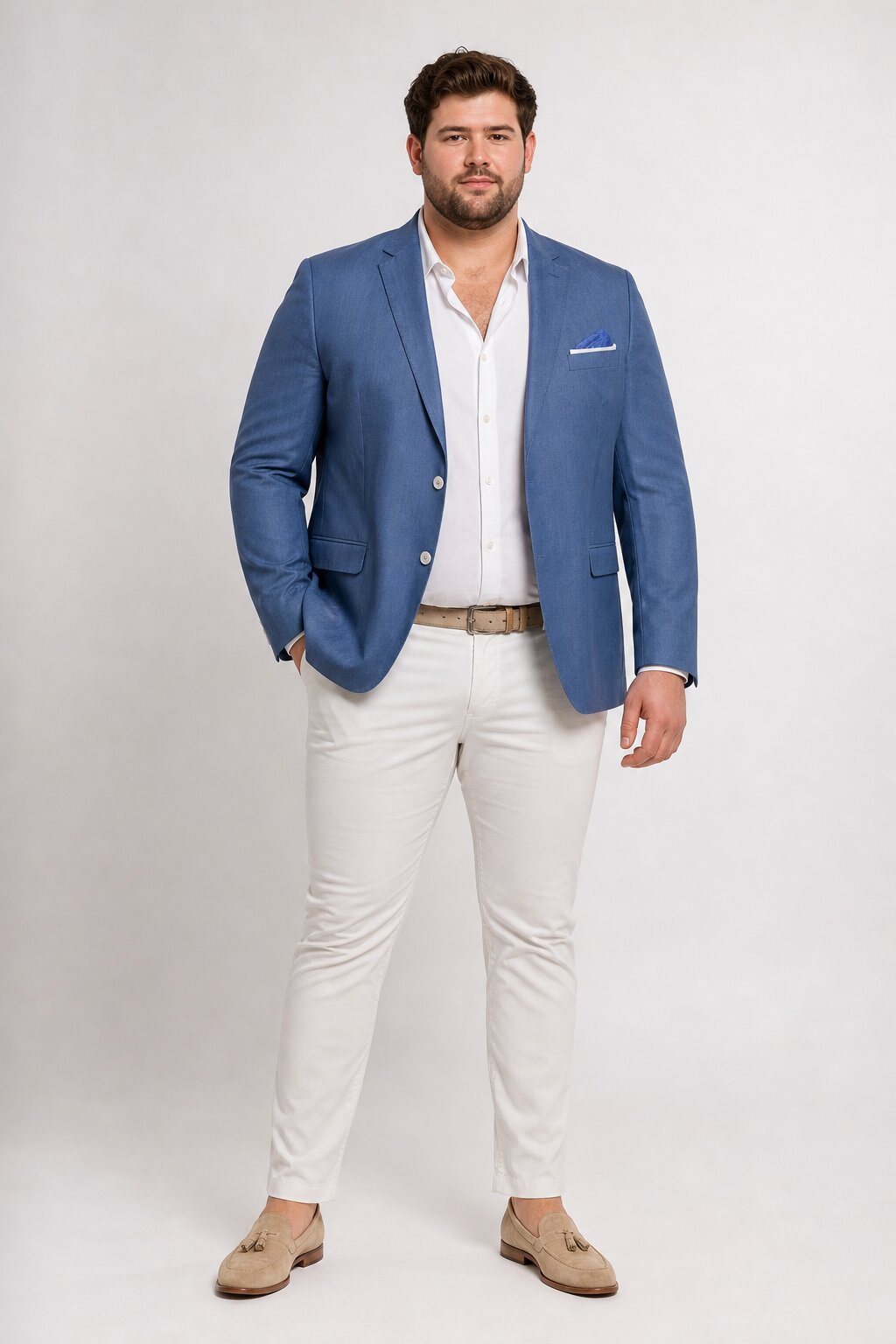 Men'S Blue One Chest Pocket Beach Weddings Attire Suit