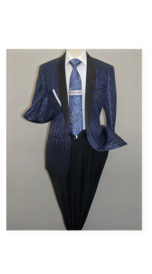 Men's Insomnia ,Sport Coat Jacket Blazer Shiny Paisley Performer Formal Stage Navy