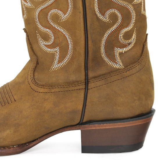 Botas de Cuero Crazy Punta Redonda para Dama Color Tan - Image 4
