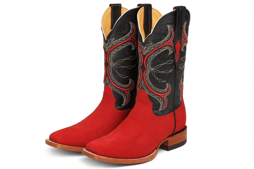 Botas de Cuero Gamuza Horma Rodeo Cuadrada