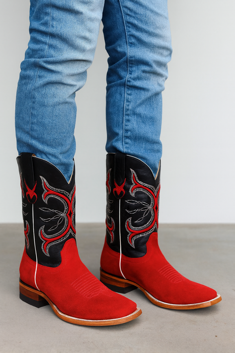 Botas de Cuero Gamuza Horma Rodeo Cuadrada