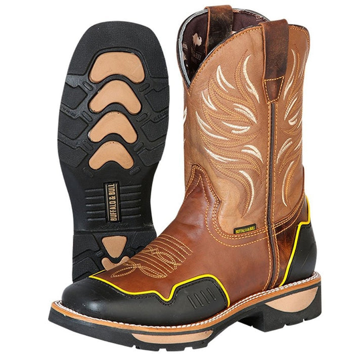 Botas de Trabajo de Cuero Horma Rodeo Color Tan con Proteccion GEN - Image 5