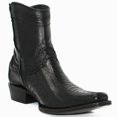 Botines de Pata de Avestruz Original Horma Europea Cuadrada Negro LAB-76B0505