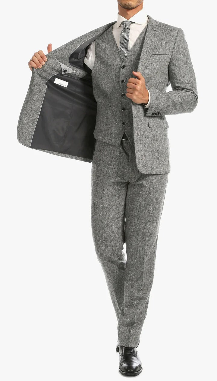 1920's Men's Clothing - Tweed Suit - Herringbone 1920s Mens Suit - Vintage Grey Tweed Suit - Image 8