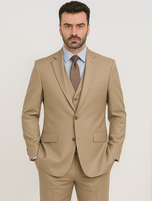 Brand: Caravelli Collezione Suit - Caravelli Suit - Caravelli italy Men's Beige Slim Fit Suit