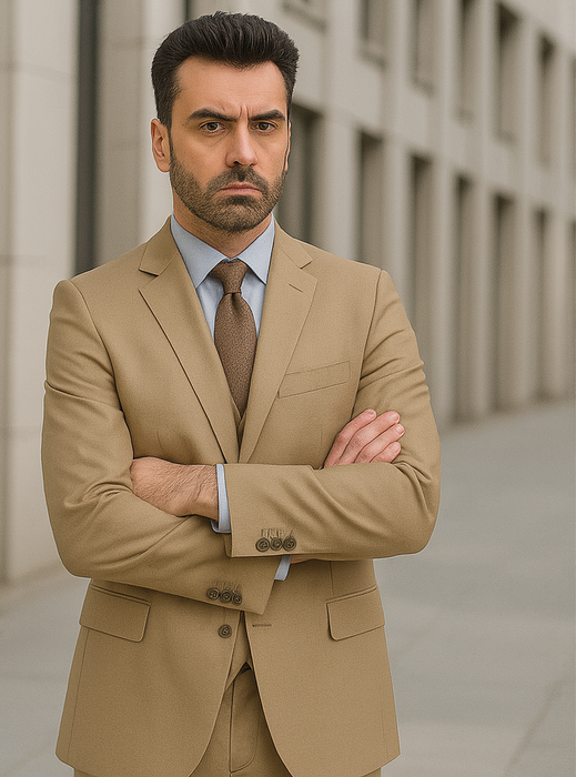 Brand: Caravelli Collezione Suit - Caravelli Suit - Caravelli italy Men's Beige Slim Fit Suit