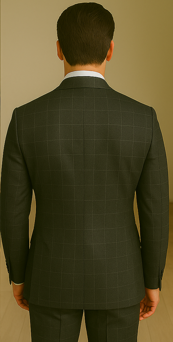 Wool Suit - Italian Made Business Suit by Statement Men's 3 Piece 100% Wool Modern Fit Suit - V-Neck Double Breasted Vest