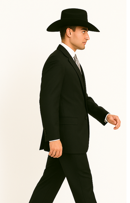 Classic Long Solid Black Fashion Suits