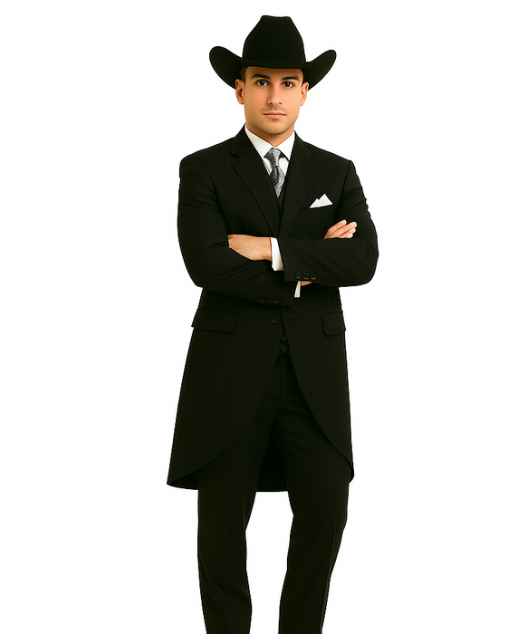 Classic Long Solid Black Fashion Suits