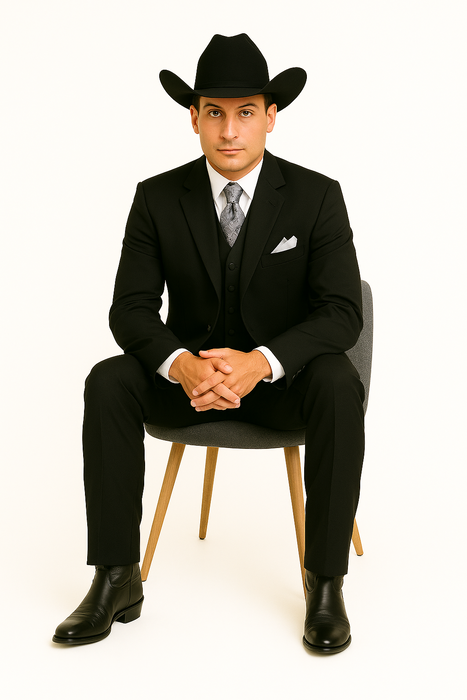 Classic Long Solid Black Fashion Suits