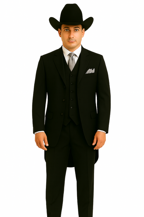 Classic Long Solid Black Fashion Suits