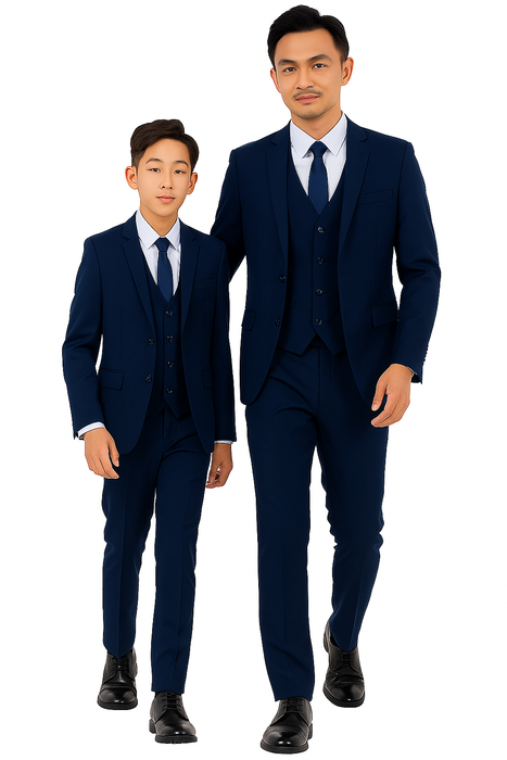 Father and Son Suits - Cobalt Blue Boys Suit Perry Ellis Vested Boy's Wedding Suit in Cobalt Blue