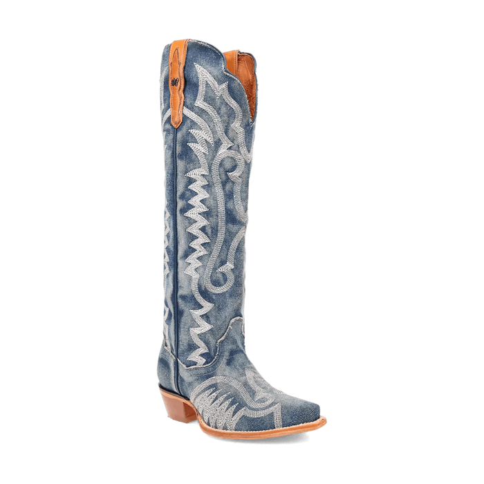 Dan Post Women's Denim Darlin Snip Toe Leather Tall Boots - Blue