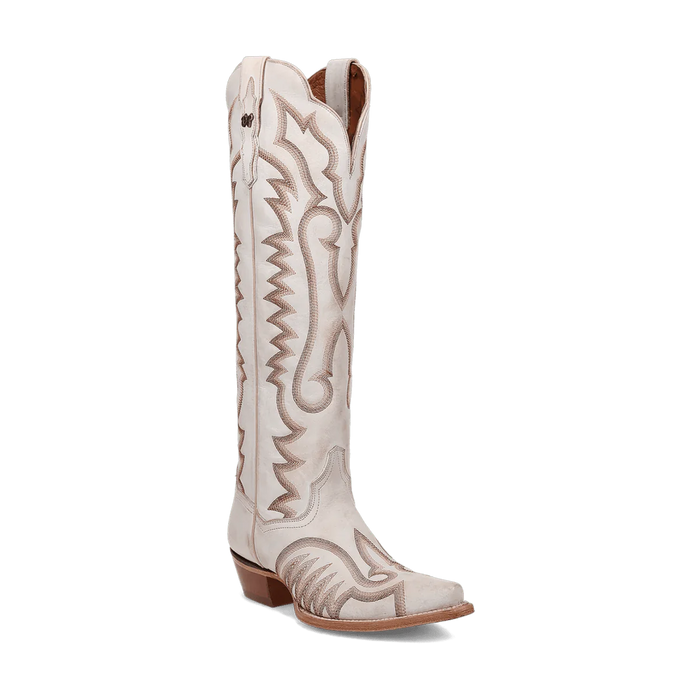 Dan Post Women's Josie Snip Toe Leather Tall Boots - White