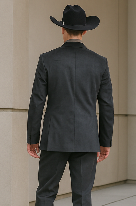 Designer Men's 2 buttons fully lined slim fit charcoal suit