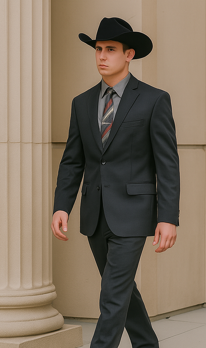 Designer Men's 2 buttons fully lined slim fit charcoal suit