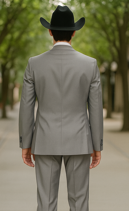 Designer Men's 2 buttons fully lined slim fit Gray suit