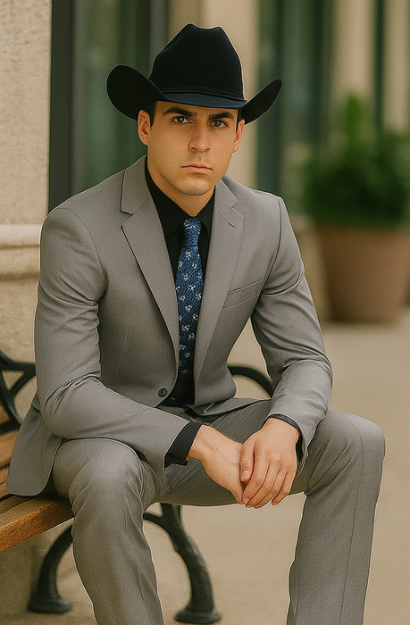 Designer Men's 2 buttons fully lined slim fit Gray suit