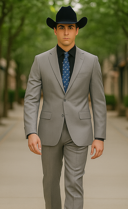 Designer Men's 2 buttons fully lined slim fit Gray suit