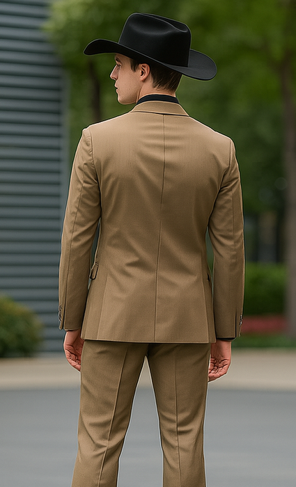 Designer Men's 2 buttons fully lined slim fit Khaki suit