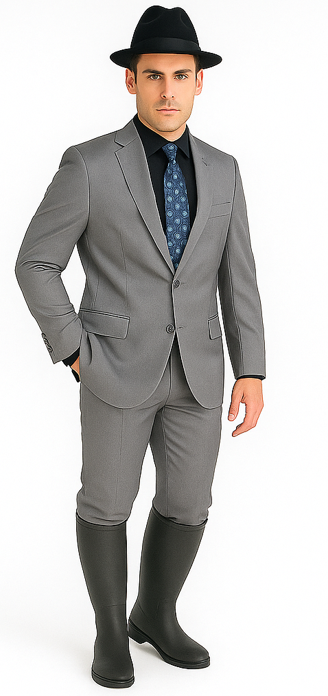 Designer Men's 2 buttons fully lined slim fit Gray suit
