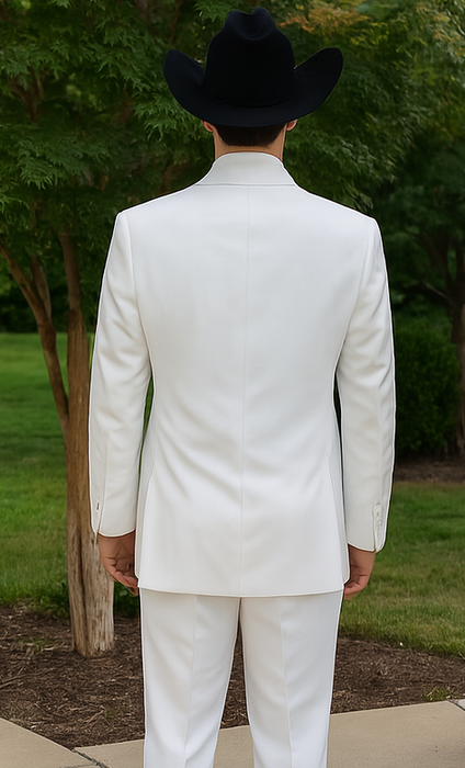 Designer Suit - Mens Suit Modern Fit 2 Buttons Notch Side Vented in White