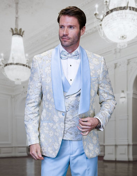 Statement Men's 3 Piece Wool Suit - Deep Shawl Lapel