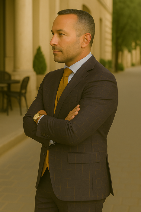 Wool Suit - Italian Made Business Suit by Statement Men's 3 Piece 100% Wool Modern Fit Suit - Bold Scoop Vest