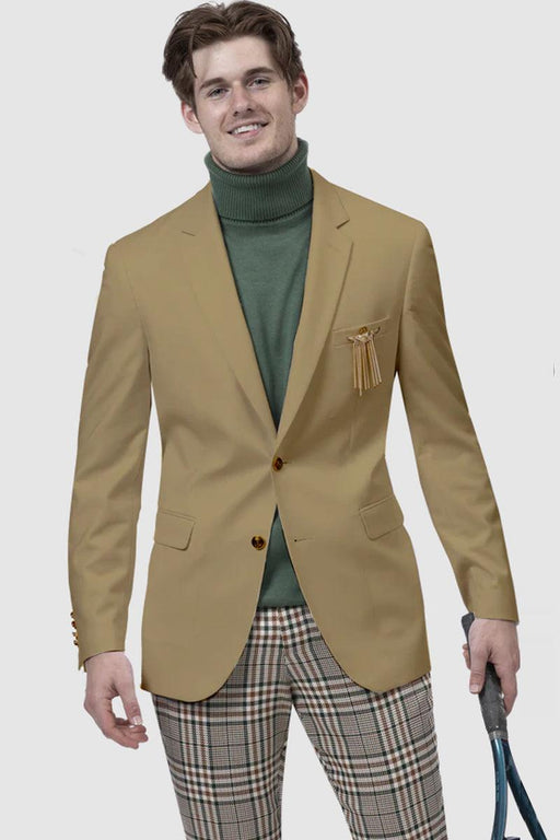 EJ Samuel Men's Tan 2-Button Club Blazer – Modern Sophistication