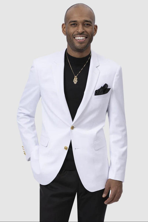EJ Samuel Men's Crisp White Two-Button Club Blazer