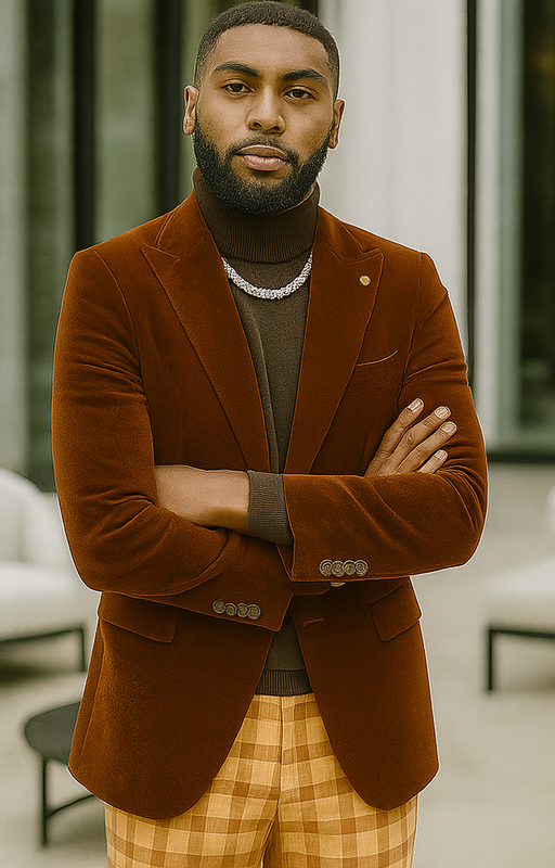 EJ Samuel Rust Velvet Modern Fit Blazer – Two Button