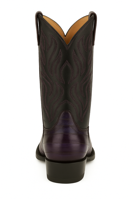 Men's King Exotic Snip Toe Eel Boots Handcrafted Burnished Purple (494RD0866)