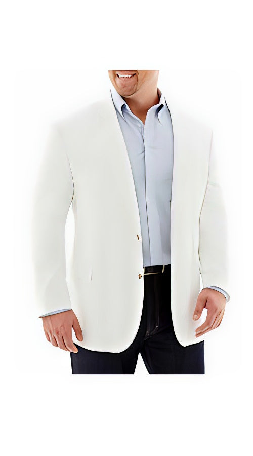 Men'S Linen Cotton 2 Button White Long Sleeves Sport Coat Blazer