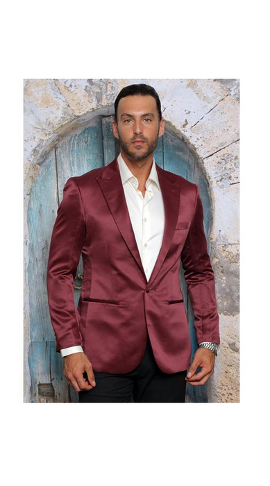 Mens Cowboy Blazer - Western Sport Coat in Color Burgundy