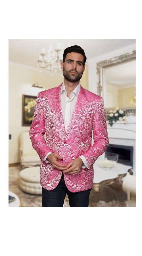 Big and Tall Tuxedo Alberto Nardoni Brand Fashion Hot Pink & Black Lapel Tuxedo Dinner Jacket Blazer Shiny ~ Fuchsia Flashy