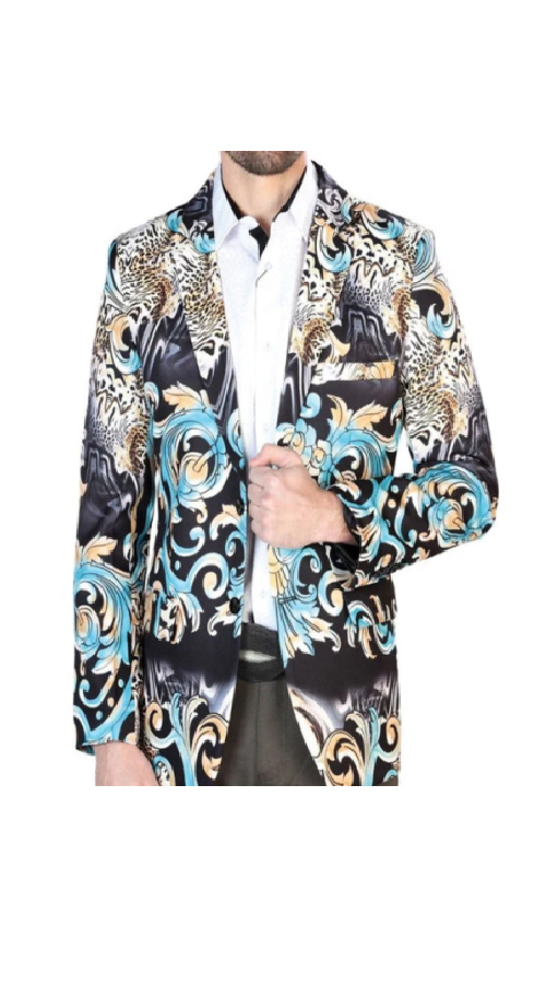 Saco Vaquero Marca El Senor de los Cielos Azul y Oro GEN